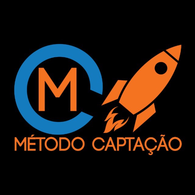 Logo Método Captação com monograma azul e laranja e foguete laranja
